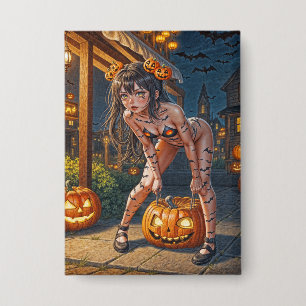 Chapa Monstruo de Halloween Jack-o-Lantern y chica murci