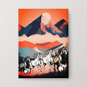 Chapa Montañas paisajísticas minimalistas y caballos de