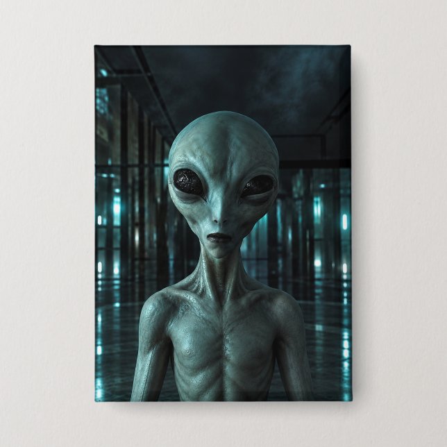 Chapa Mysterious Grey Alien (Anverso)