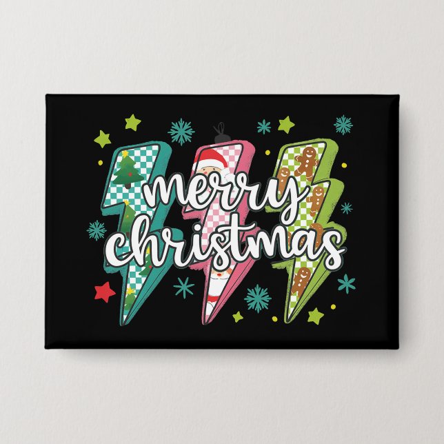 Chapa Navidad Alegre Preppy Coquette Lightning Navidad  (Anverso)