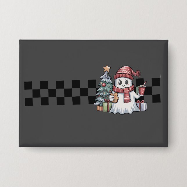 Chapa Navidad Fantasma Cute Retro Espeluznante Fiesta (Anverso)