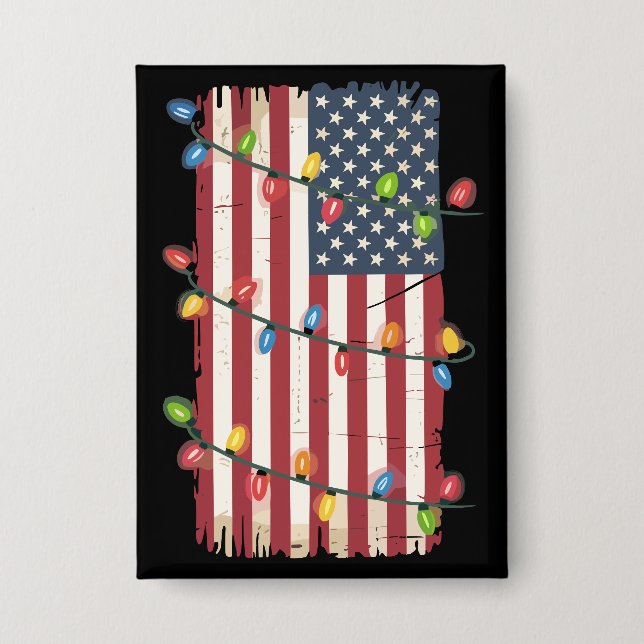 Chapa Navidades alumbran la bandera de los Estados Unido (Anverso)