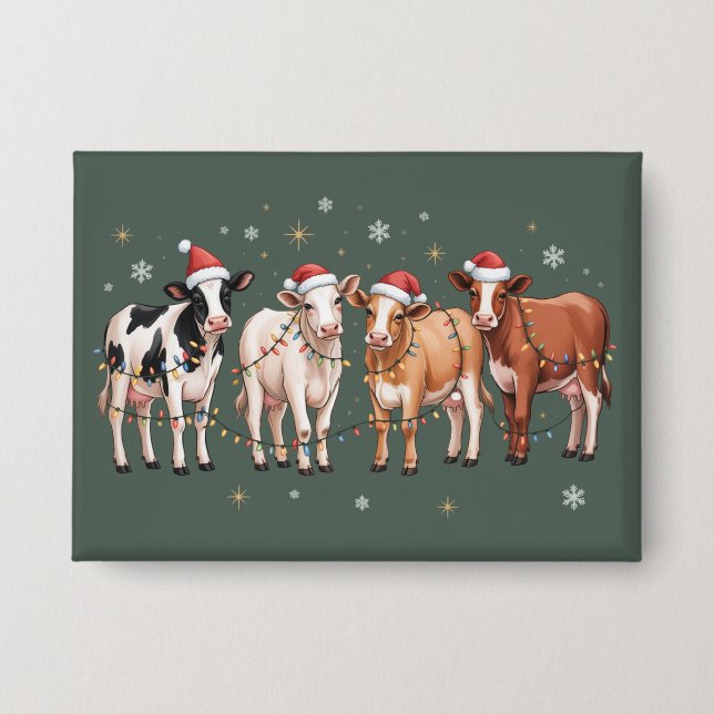 Chapa Navidades Cow Lover Regalo Funny Holiday Farm (Anverso)