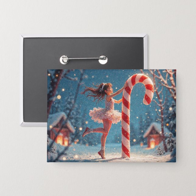 Chapa Navidades de Ballerina Anime Chica y Candy Cane (Anverso/Reverso)