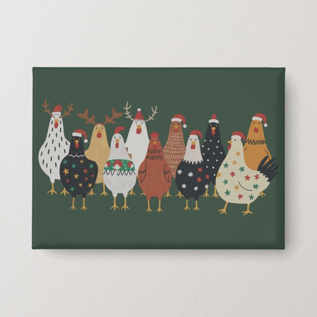 Chapa Navidades Granja de pollo iluminan regalo de amant (Anverso)