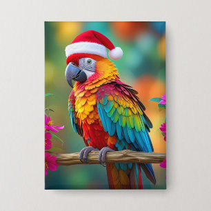 Chapa Navidades Macaw Con Un Sombrero Santa-56483