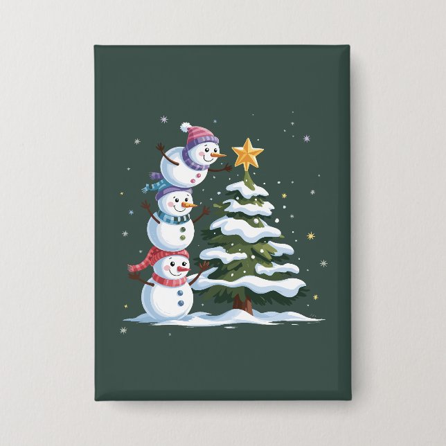 Chapa Navidades Snowman Lover Tree Xmas Fiesta de invier (Anverso)