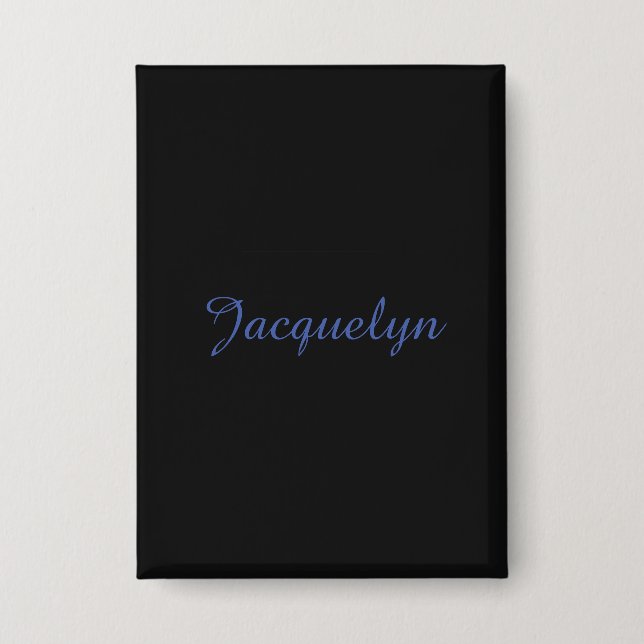 Chapa Neutral Black & Blue Plain Elegant Nombre propio m (Anverso)