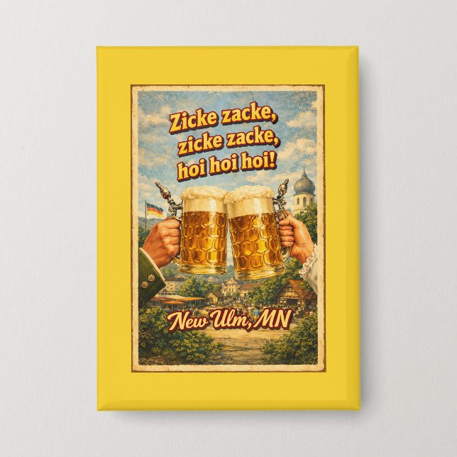 Chapa  New Ulm MN German Beer Oktoberfest Button (Anverso)