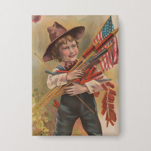 Chapa Niño con Fuegos Artificiales, Bandera Americana, I