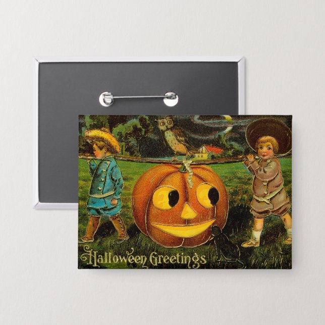 Chapa Noche de halloween Jack-o-Lantern para niños (Anverso/Reverso)