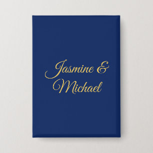 Chapa Nombres de Pareja Caligrafía Chic Adorable Azul y