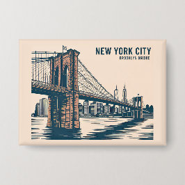 Chapa Nueva York Brooklyn Bridge Skyline Bold Retro Trav