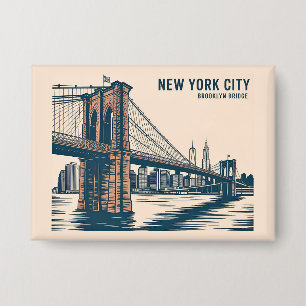 Chapa Nueva York Brooklyn Bridge Skyline Bold Retro Trav