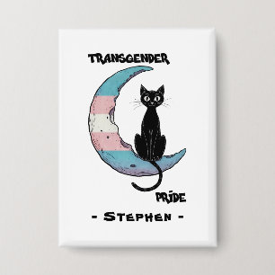 Chapa Orgullo transgénero - Gato negro en la luna transv
