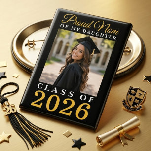 Chapa Orgullosa Mamá Hija Foto de Año de Clase Black Gol
