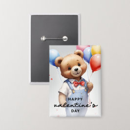 Chapa Oso De Acuarela De Color Cutáneo el día de San Val