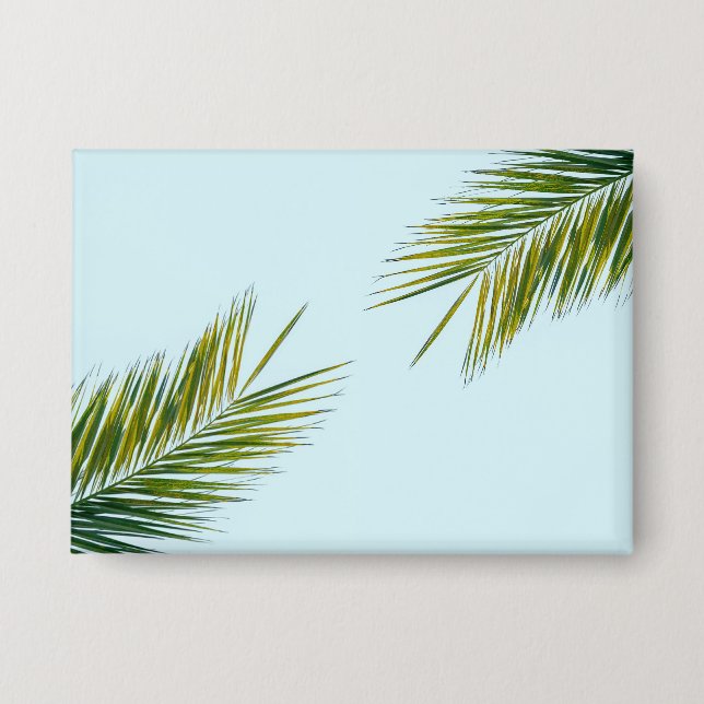 Chapa Palma Tropical Verde en Azul Claro (Anverso)