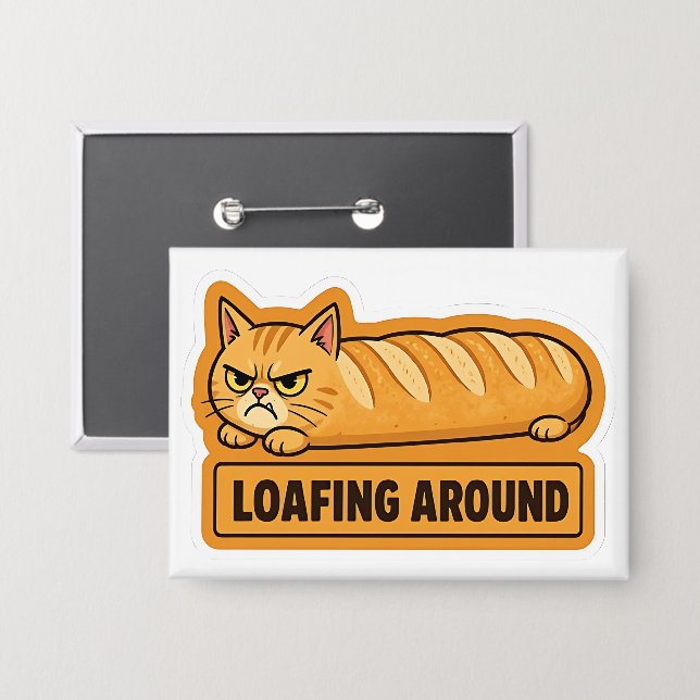 Chapa Pan de Gato Divertido Relajándose  (Anverso/Reverso)