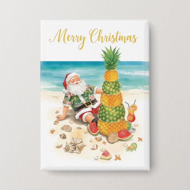 Chapa Papá Noel con árbol de Navidad de piña  (Anverso)