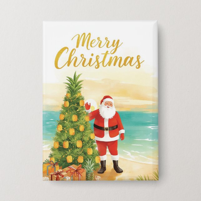 Chapa Papá Noel con árbol de Navidad de piña (Anverso)