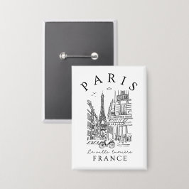Chapa Paris France –  Sketch with Eiffel Tower & Café