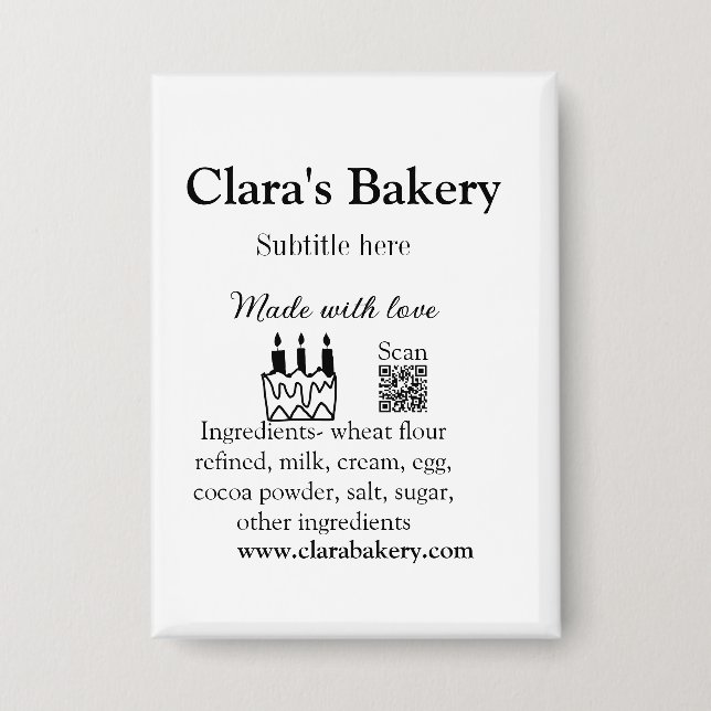 Chapa Pastel de panadería agregar ingredientes hechos co (Anverso)