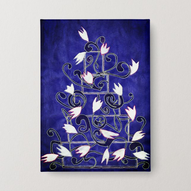 Chapa Pastel morado con flores blancas (Anverso)