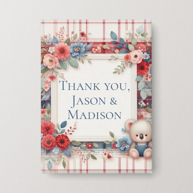 Chapa Patchwork Denim Koala Button (Anverso)