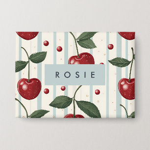 Chapa Patrón de cerezas rojo retro vintage personalizado