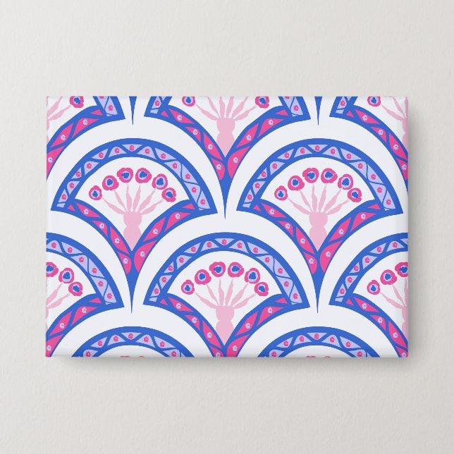 Chapa patrón de damasco floral azul (Anverso)