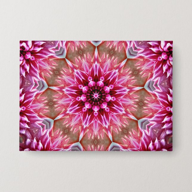Chapa Patrón de flores rosadas de Mandala geométrica-675 (Anverso)
