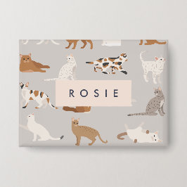 Chapa Patrón de gato con encanto monograma Amantes de ga