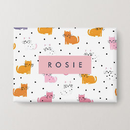 Chapa Patrón de gato juguetón personalizado con puntos d