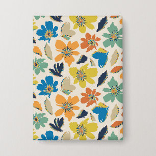 Chapa Patrón floral boho dibujado a mano abstracto