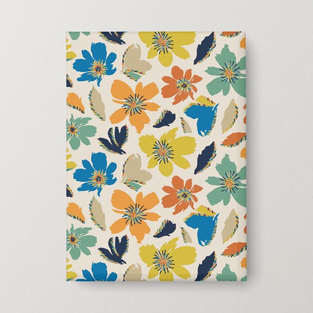 Chapa Patrón floral boho dibujado a mano abstracto (Anverso)