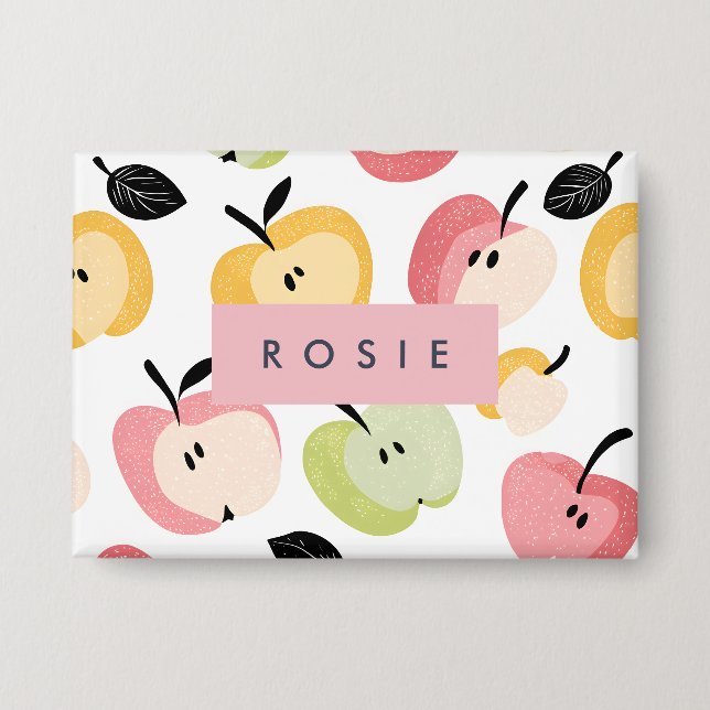 Chapa Patrón personalizado de manzana cuta colorido (Anverso)