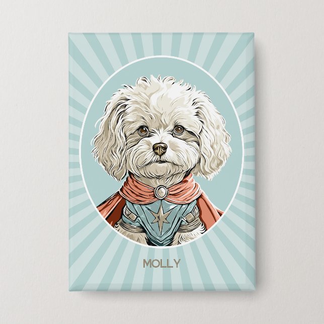 Chapa Perro blanco de Bichon Frisé personalizado (Anverso)