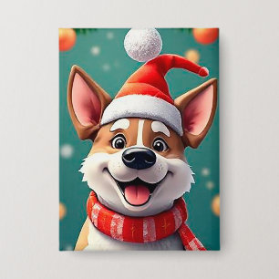 Chapa Perro entre decoraciones festivas de Navidad
