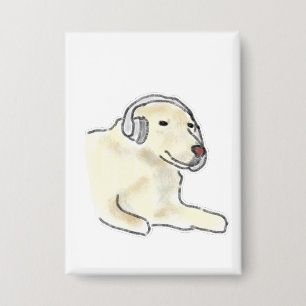 Chapa Perro Labrador crema con auriculares