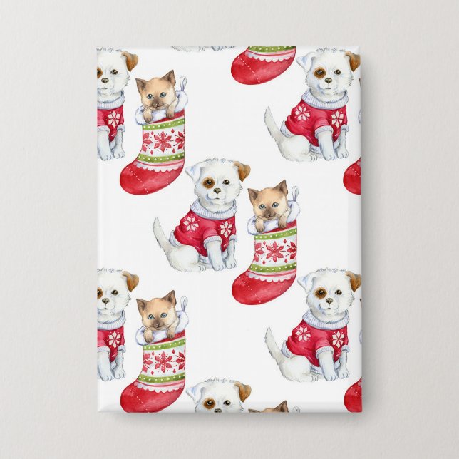 Chapa Perro y gato de Navidad (Anverso)
