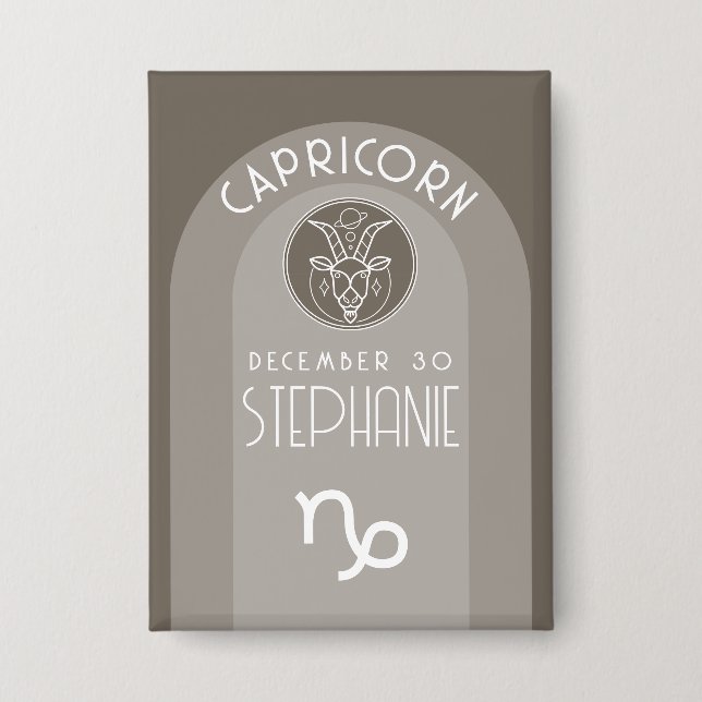 Chapa Personalizado de Capricornio Birthday Zodiac - Dis (Anverso)