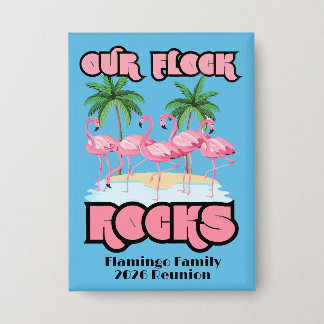 Chapa Personalizado Familia Reunión Fiesta Flamingo Tema