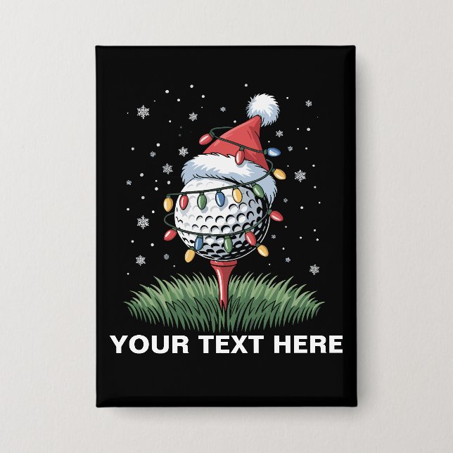Chapa Personalized Golf Ball Christmas Tree Santa Hat  (Anverso)