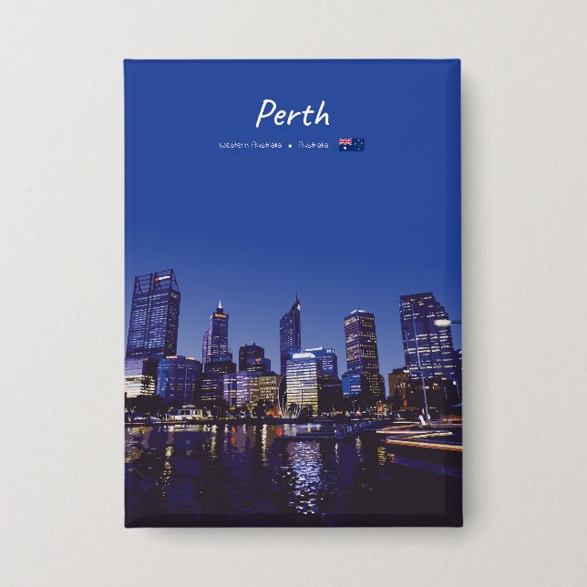 Chapa Perth, Australia - Horizonte de la ciudad de noche (Anverso)