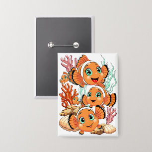 Chapa Pez payaso Caricatura lindo Familia Bajo el agua