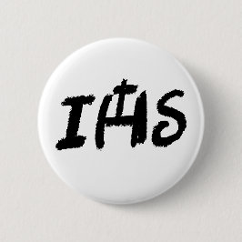 Chapa pin con motivo católico IHS