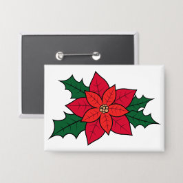Chapa Pin Rectangle horizontal - un Navidad Poinsettia