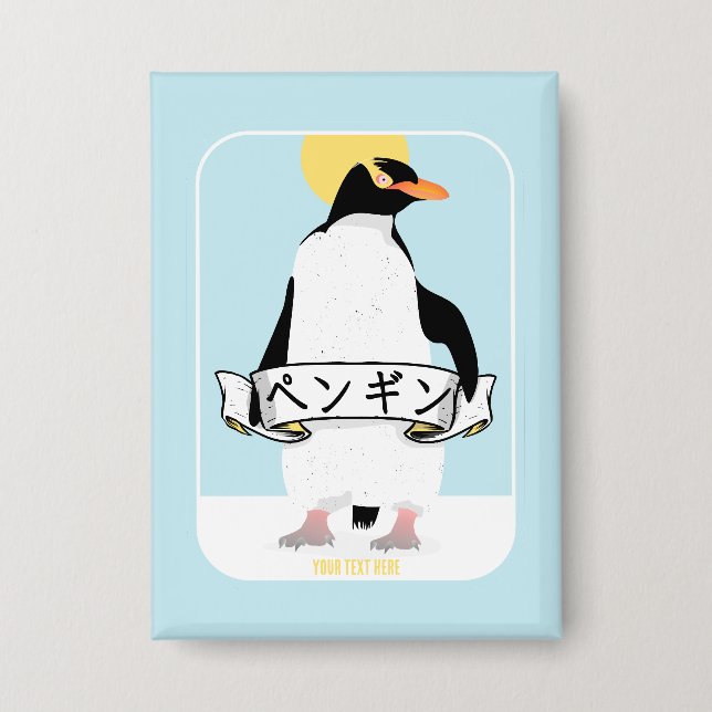 Chapa Pingüino escrito en japonés (Anverso)