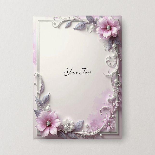Chapa Pink Floral Frame Button (Anverso)